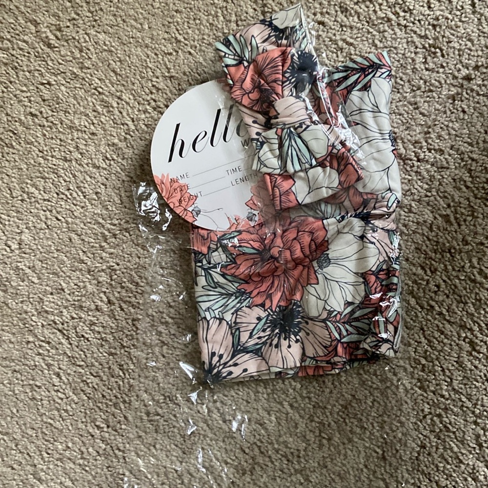 Floral Baby Blanket and Headband Set